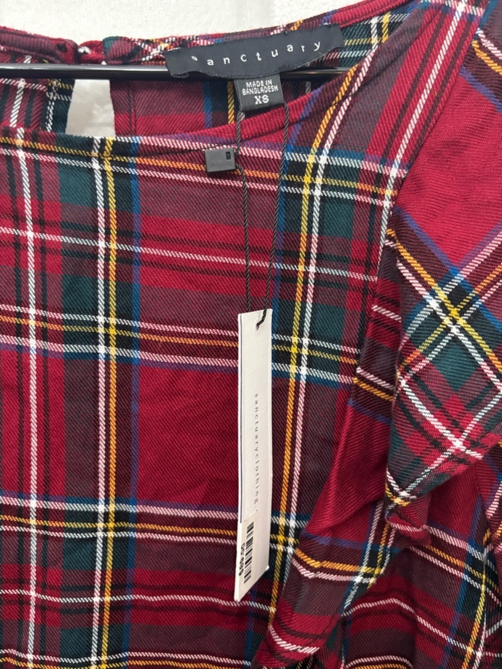 Sanctuary Red Plaid Ruffle Long-Sleeve Blouse - Picture 5 of 9